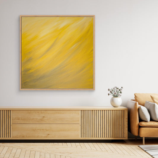 Abstract canvas print in organic green tones with flowing texture