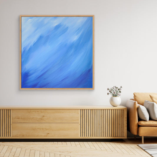 Abstract canvas print with luminous colour and expansive light